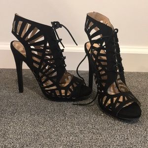 Black Laser Cut Sandals